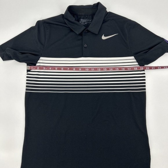 Men's Nike Golf Mobility Speed Polo Shirt Black White Stripes S TCU Horned Frogs - Picture 8 of 9